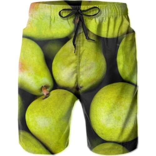 Summer Men Beach Shorts Breathable Quick Dry Humor Graphic Food Party,Food Full Printed running Fruit Hawaii Pants