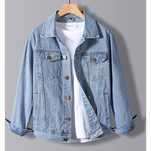 Men 2021 Autumn New Retro Blue Denim Jacket Male Korean Version Men Slim Button Personality Fashion Denim Jacket
