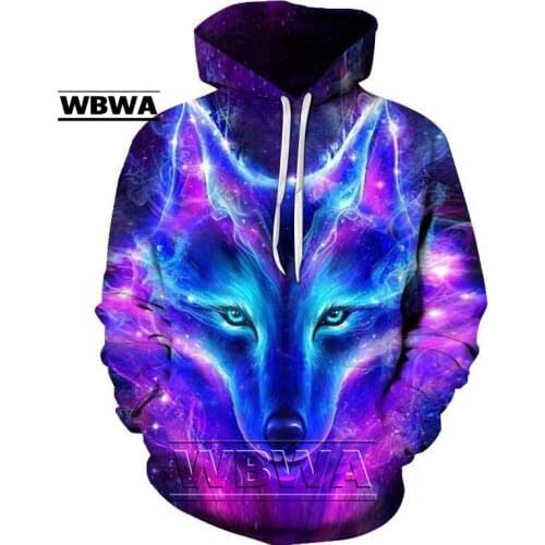 2019 Magic color Galaxy Wolf Hoodie Hoodies Men Women Fashion Spring Autumn Pullovers Sweatshirts Sweat Homme 3D Tracksuit