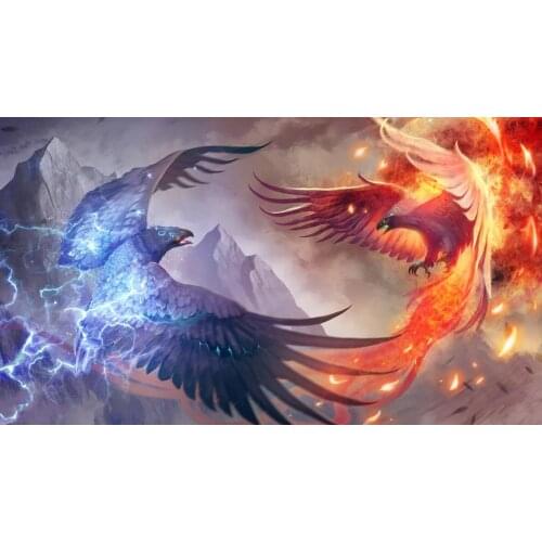 Jmine Div 5D Fire Phoenix Mountain Full Diamond Painting cross stitch kits art High Quality Animal 3D paint by diamonds