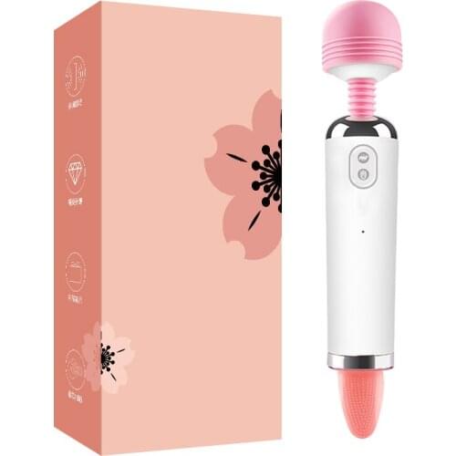 Heating AV Vibrators Oral Tongue Licking Vibrators Magic Wand G Spot Clitoris Stimulator Sucking Vibrators Sex Toys For Women