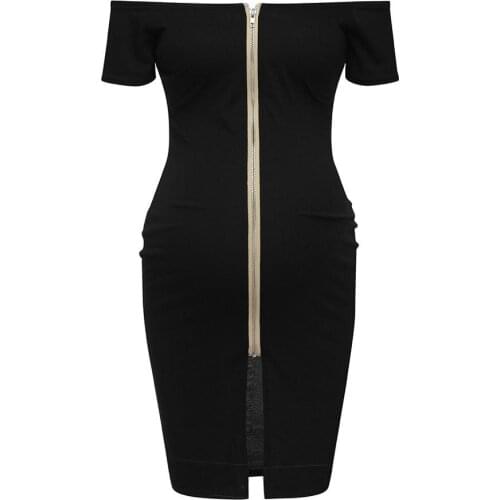 New summer hot personality fashion ladies pregnant women solid color short-sleeved shoulder zipper sexy dress women