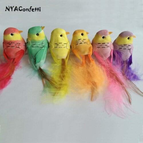 NYAC,12PCS,3.5*10CM Decorative Mini Bird Artificial Foam Feather Love Birds With Magnet,DIY Wedding Decoration,Home Ornaments