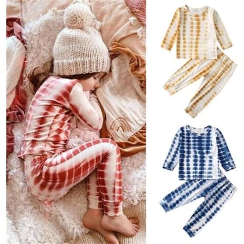 Autumn Baby Clothing Toddler Kids Girls Boys Tie Dye Printed Long Sleeve T-Shirt Top and Pants 2pcs Outfits Casual Pajamas Sets