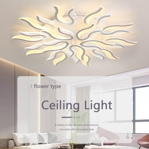 Flower Type Living Room Ceiling Lamp 3 / 5 /9 /12 /15 Heads LED Light Easy Installation Remote Control Bedroom Study Lighting