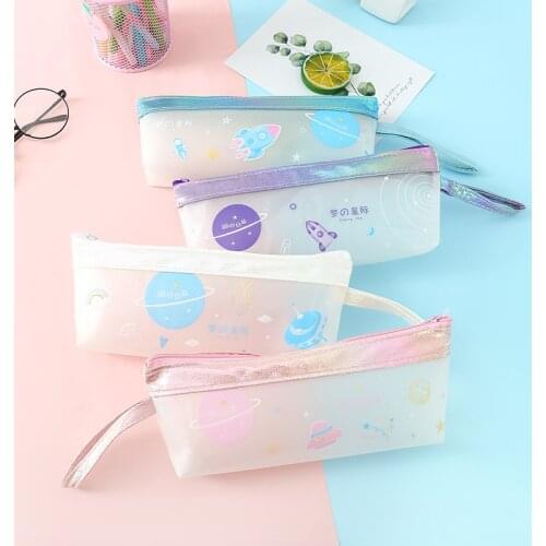 Sharkbang Starry Sky TPU Transparent Pencil Case Desktop Organizer Pencil Bag Pens Pouch School Stationery