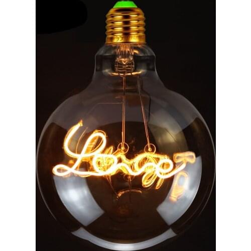 Retro Incandescent Edison Bulb Creativity Led LOVE G125 Decoracion Vintage Glass Light Bulb 4W E27 220V Lava Lamp Bulb Decor