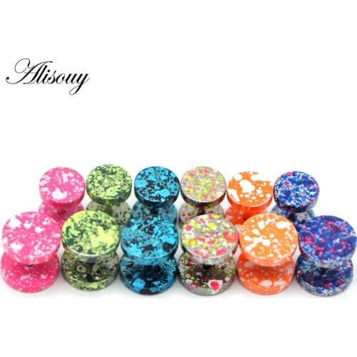 Alisouy 2pcs Fashion Stainless Steel Earrings Women Mens Candy color Round Punk Gothic Stud Earring For men women
