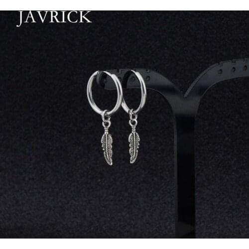 Hip Hop Kpop Boy Leaf Titanium Feather Pendant Drop Earrings Korean Jewelry Dangle Earring Jewelry Men Women Ear Jewelry Gift
