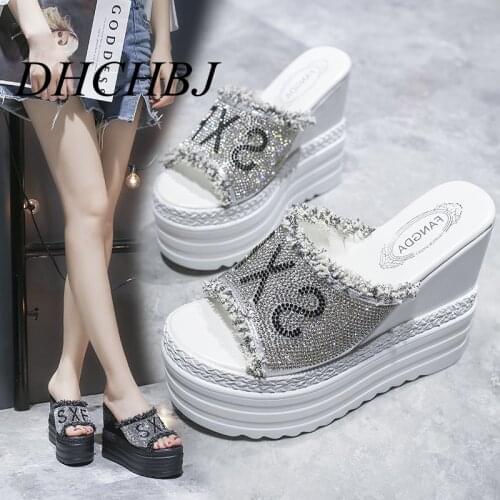 2020Summer Women Slippers Platform Shoes Women Wedges Outside Slides Flowers Slippers Women Lazy Shoes Casual Beach Flip Flops