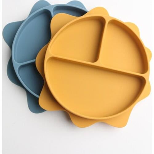 Silicone tableware childrens baby silicone dinner plate baby cartoon rice bowl complementary food feeding set