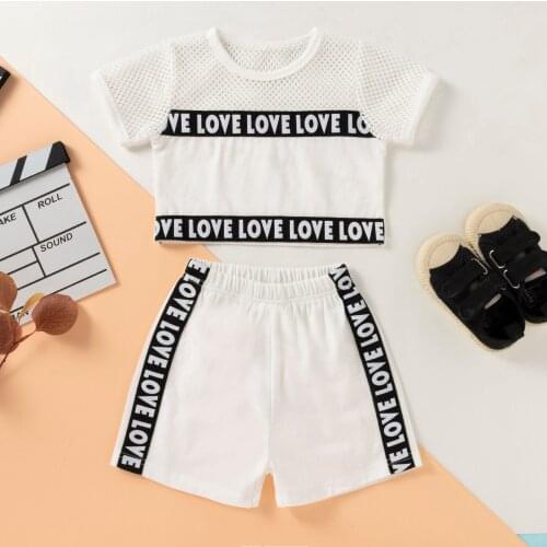 Unisex Baby Kids 2pcs Tracksuits Running Sets Sport Suit Casual Breathable Net T-shirt Shorts Set for Summer Exercise Sportswear