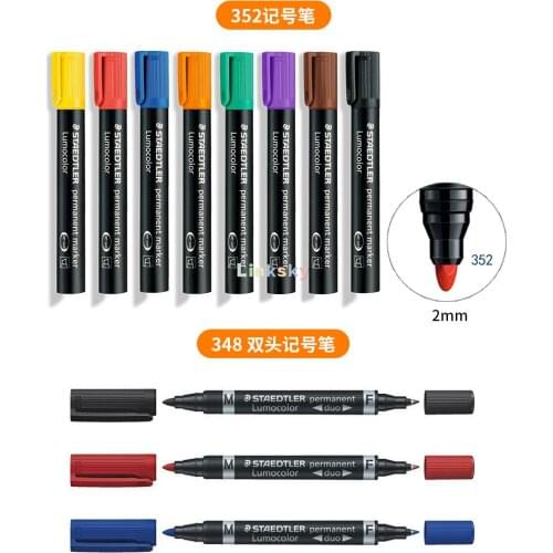 Staedtler Text marker Lumocolor Duo permanent,Black blue red 348 Line width 0.6 mm and 1.5 mm,Zweispitzmodell,wasserfeste Tinte