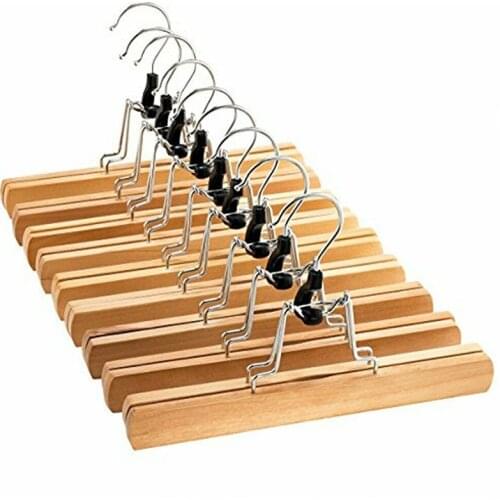 10 Pcs Wooden Pants Hangers with Clips Non Slip for Slack Skirt Work Trousers Jeans HFing
