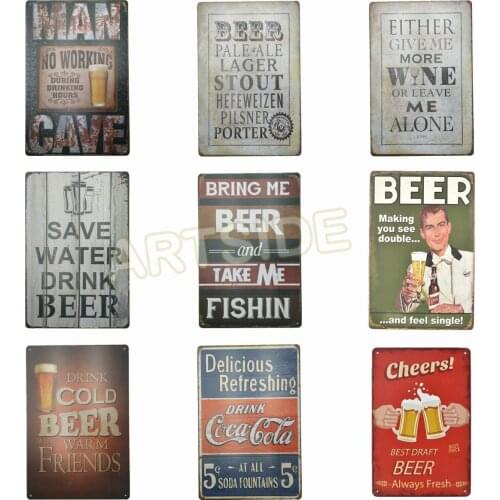 Retro Vintage Tin Signs For Man Cave Decoration Metal Wall Art 20*30cm