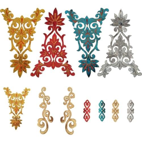 Embroidery ladies chest applique fabric decoration fake collar colorful sequins DIY supplies accessories 1 piece for sale