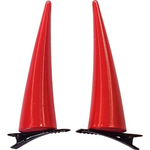2pcs/set Chainsaw Man Power Horn Shaped Hairpin Evil Demon Red Hair Ornaments Power Cosplay Props Height 8cm