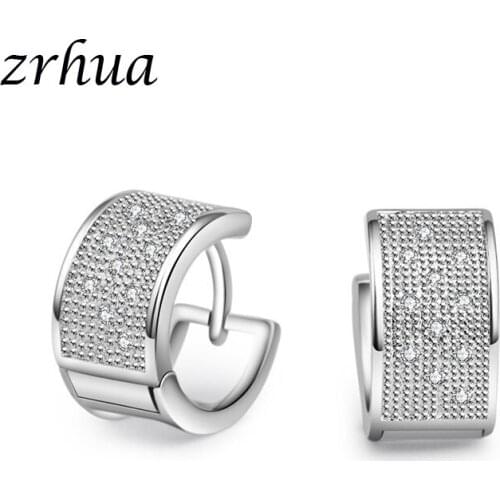 ZRHUA Top Sale 925 Sterling Silver Earring Classic Geometric Hoop Earrings For Women Girls Party Engagement Bridal Jewelry