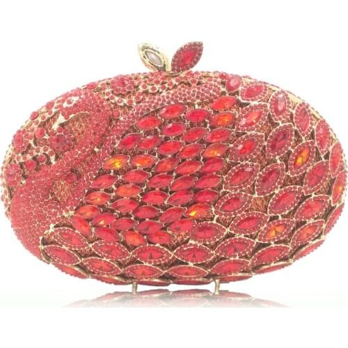 Women Gold/pink/red multi colou Crystal Purses Evening Bags Wedding Clutch Handbag Minaudiere crossbody messenger shoulder bags