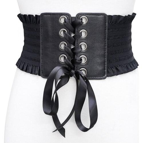 Bow Tie WomenS Fringed Belt Super Wide Girdle Fashion Stretch Belt Lace Up Tassels Elastic Buckle Wide Dress Corset Waistband