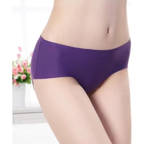 Womens Underwear Briefs Ice Silk Ultra Thin Seamless Solid Comfortable Female Panties Plus Size Panties Plus Size Womens