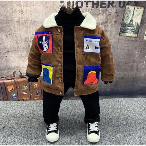 Baby Boy winter Clothes Set Toddler Kids Clothing set boys Warm coats,thick t-shirts,thick jeans 3Pcs/set 2-6Years