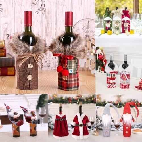1PC Santa Claus Wine Bottle Cover bags Christmas Decorations For Home 2020 Christmas Ornament New Year 2021 Xmas Navidad Gifts