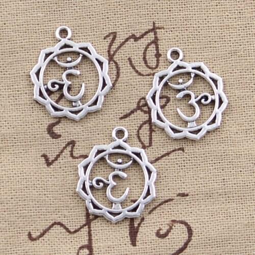 12pcs Charms Yoga Om Flower 23x19mm Antique Making Pendant fit,Vintage Tibetan Silver color,DIY Handmade Jewelry