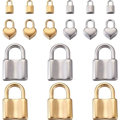 18Pcs Stainless Steel Heart Lock Charms Metal Padlock Pendants for DIY Bracelet Necklace Jewelry Making