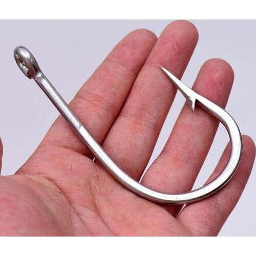 2 Pcs/lot Stainless Steel Large Shark Strong Thick Fishing Hooks Big Game Fish Tuna Bait Extra Big Fishing Hook H38