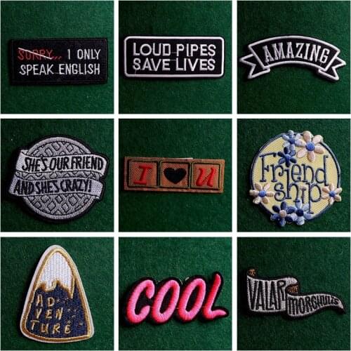 2PCs/Lot Letter Patch Iron On Patches On Clothes DIY Slogan Patches For Clothing Stickers Badges Embroidery Patch Stripes Access