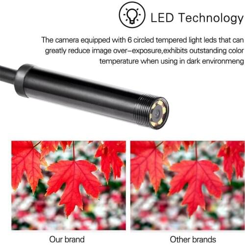 5.5mm Endoscope Camera Flexible IP67 Waterproof Micro Borescope Adjustable Notebook PC For Android 6LEDs Camera USB Inspect M4S7