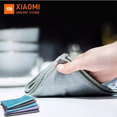 Xiaomi Bamboo Fiber Cloth Kitchen Cleaning Towel High Efficient Antigrease Home Clean Wiping Rag Washing Dish Cloth 5PCS