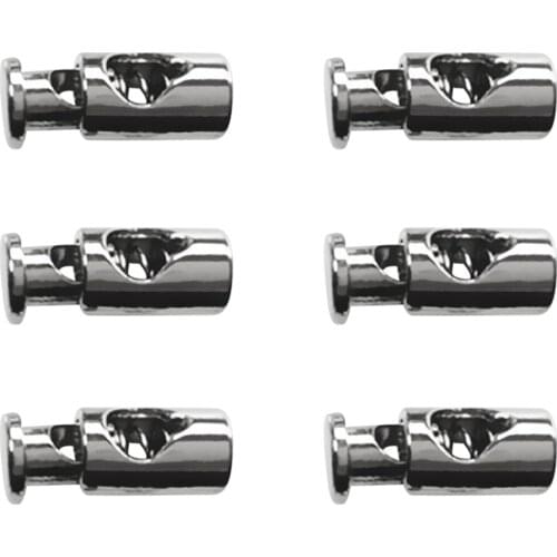 6 Pieces Metal Barrel String Cord Locks Single Hole Drawstring Toggle Spring Clasp Stop End
