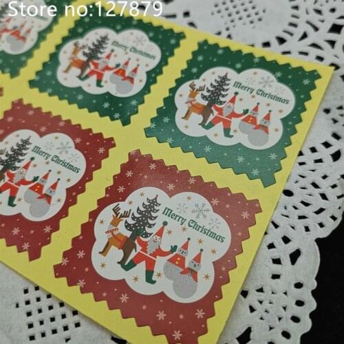 160pcs 4x4xcm tree DIY Scrapbooking Merry Christmas Gift Sticker Cookie/Cake/Gift Labels Stickers Kitchen Sweets Party Seal