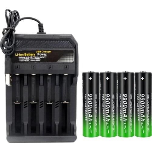 3.7V 9900mAh 18650 Battery for Electric Fan Flashlight Radio Battery USB Charger Rechargeable 18650 Battery Replayment Battery