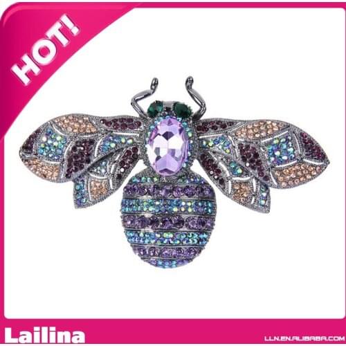 Rhinestone Crystal Honeybee Insect Brooch Pin