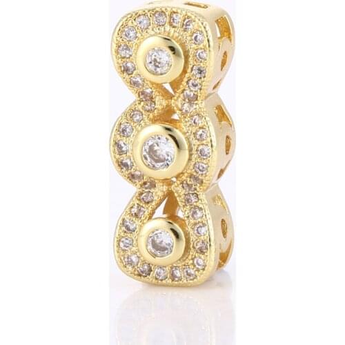 Parts-to-make-jewelry Micro Pave CZ Rhinestone DIY Women Strand Pearls Bracelet Necklace Jewelry Spacers Bar Findings Accessory