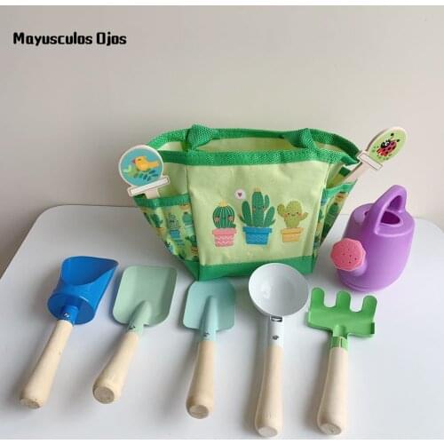 Childrens Sand Shovel Beach Toy Nine-piece Suit Cassia Seed Playing In The Sand Outdoor Tool Tote Bag Set