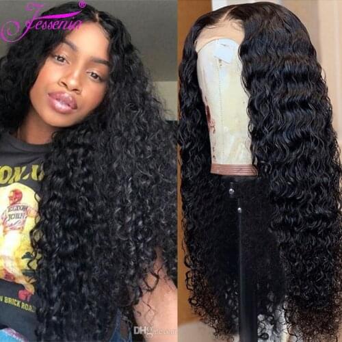 30inch Deep Wave Wig 100% Human Hair Lace Frontal Wigs 4x4 Curly Lace Closure Remy Hair Loose Deep Wigs Pre Plucked 180% Density