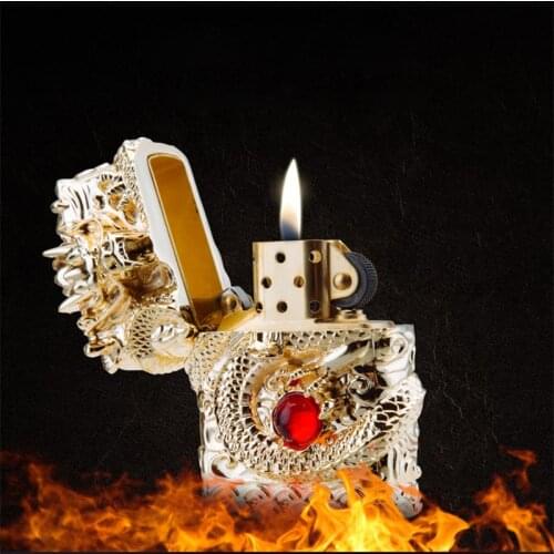 Zorro Kerosene Lighter Genuine Retro Heavy Armor Dragon Atmospheric Thickening Windproof Creative Lighter mens Gift