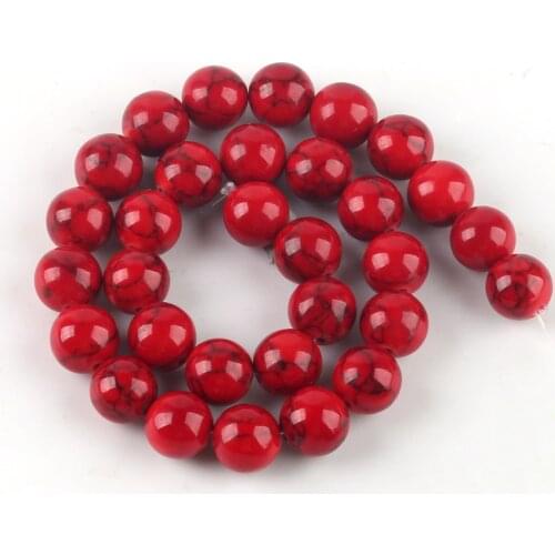 Natural Red Howlite Turquoises Round Loose Beads 4/6/8/10/12 mm For Jewelry Making Bracelet Fit Diy Charm Beads Wholesale