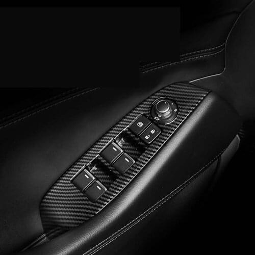 For Mazda 6 Atenza 2019 2020 Carbon Fiber Window Lift Switch Button Cover Trims Door Armrest Panel Frame Interior Accessories