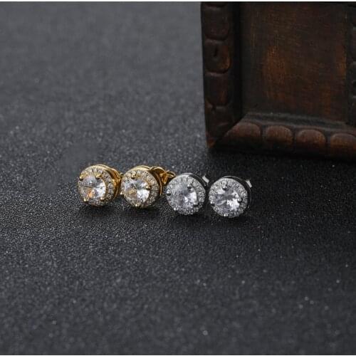 Fashion Hip Hop Bling Bling Brass Earrings Fashion stud earrings for women E035