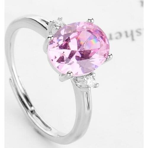 Fashion Jewelry Oval Crystal Wedding Ring for Women Simple Temperament Adjustable Rings Anillos Mujer