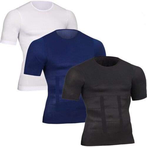 Men Compression Seamless Slimming Waist Trainer Control Tummy Man Chest Fat Burning T-Shirt