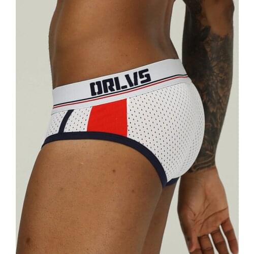 ORLVS Brand sexy gay briefs men jockstrap male underwear cueca tanga slip homme kincker for men quick dry gay bikini briefs mesh
