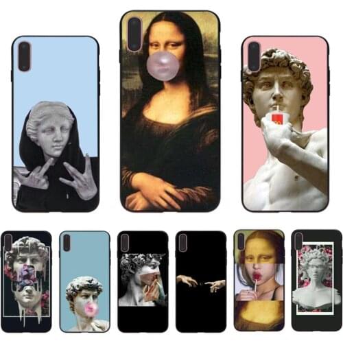 Mona Lisa David Funny sculpture Soft TPU phone case for iphone x xr 11 pro XS max 7 8 6s 6 plus cover shell se 5 5s Funda Coque