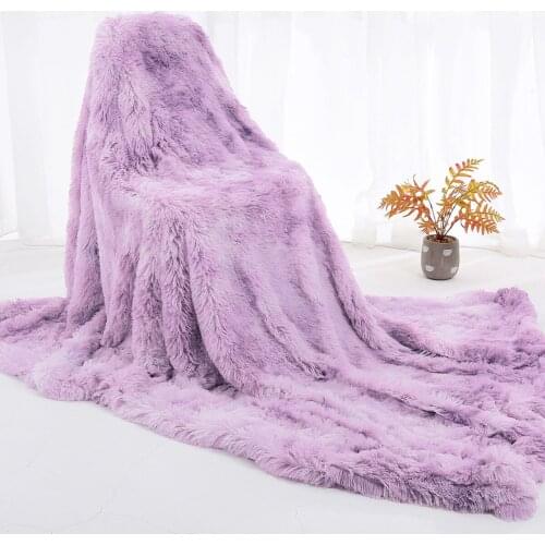 Soft Baby Decorative Warm Blanket Cover Tie Dye Reversible Shaggy Blanket Faux Fur Fluffy Solid Plush Crystal Velvet Blanket P35