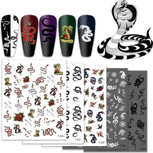 5pc Snake Pattern Nail Art Stickers Set Design 3D Transfer Stickers Decals Nail Art Decoration Tip Supplier